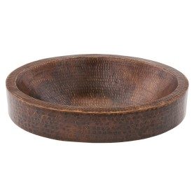 17" Compact Oval Skirted Vessel Hammered Copper Sink