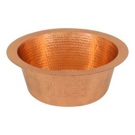 12" Round Hammered Copper Bar Sink with 2" Drain Opening in Polished Copper