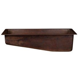 28" Rectangle Hammered Copper Slanted Bar/Prep Sink with 3.5" Drain Opening