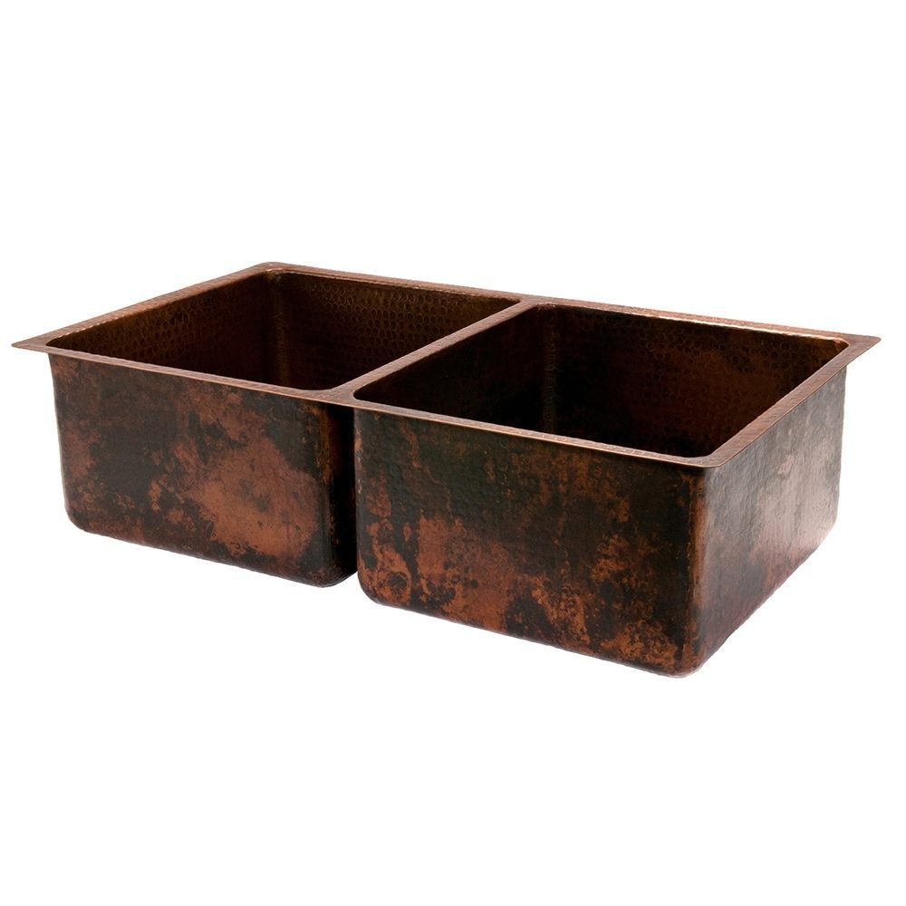 33-in Hammered Copper 60/40 Double Basin Kitchen Sink with Short 5-in  Divider (K60DB33199-SD5) - Bed Bath & Beyond - 23154705