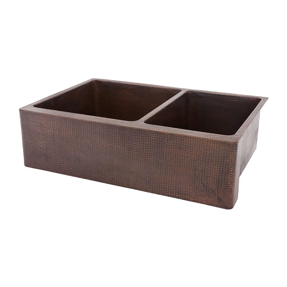 33-in Hammered Copper 60/40 Double Basin Kitchen Sink with Short 5-in  Divider (K60DB33199-SD5) - Bed Bath & Beyond - 23154705