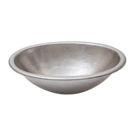 19" Oval Self Rimming Hammered Copper Nickel Sink