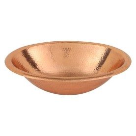 19" Oval Self Rimming Hammered Copper Bathroom Sink in Polished Copper