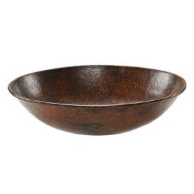 17" Oval Wired Rim Vessel Hammered Copper Sink