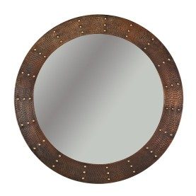 34" Round Hammered Copper Mirror with Hand Forged Rivets