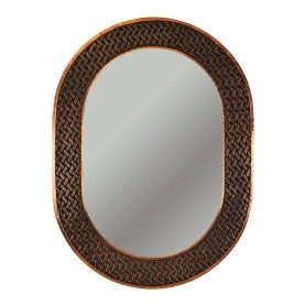 Custom 35" Hand Hammered Oval Copper Mirror with Decorative Braid Design