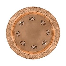 Custom 8" Copper Tray with Lotus Flower Design in Polished Copper