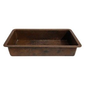 Custom 26" Hammered Copper Rectangle Bathroom Sink