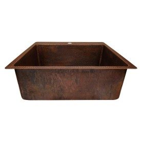 Custom 25" Rectangle Hammered Copper Bar/Prep Sink with Single Faucet Hole