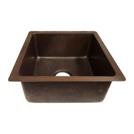 Custom 16" Square Smooth Copper Bar/Prep Sink