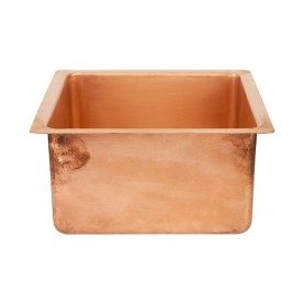 Custom 16" Square Smooth Copper Bar/Prep Sink
