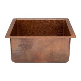 Custom 16" Square Hammered Copper Bar/Prep Sink