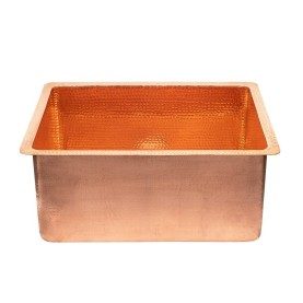 Custom 23" Hand Hammered Gourmet Bar/Prep Sink in Polished Copper
