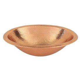 18" Wide Rim Oval Self Rimming Hammered Copper Bathroom Sink in Polished Copper